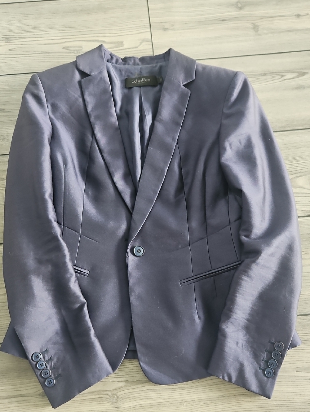 Vintage Calvin Klein Collection Silk wool blend blazer in navy blue size 4